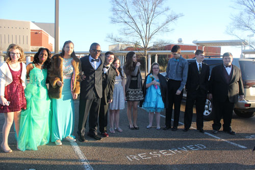 Students met in the THS parking lot before departing for the Night to Shine prom in New Albany.