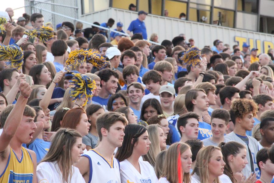 THS Student section watching intently as the THS football players go against Corinth