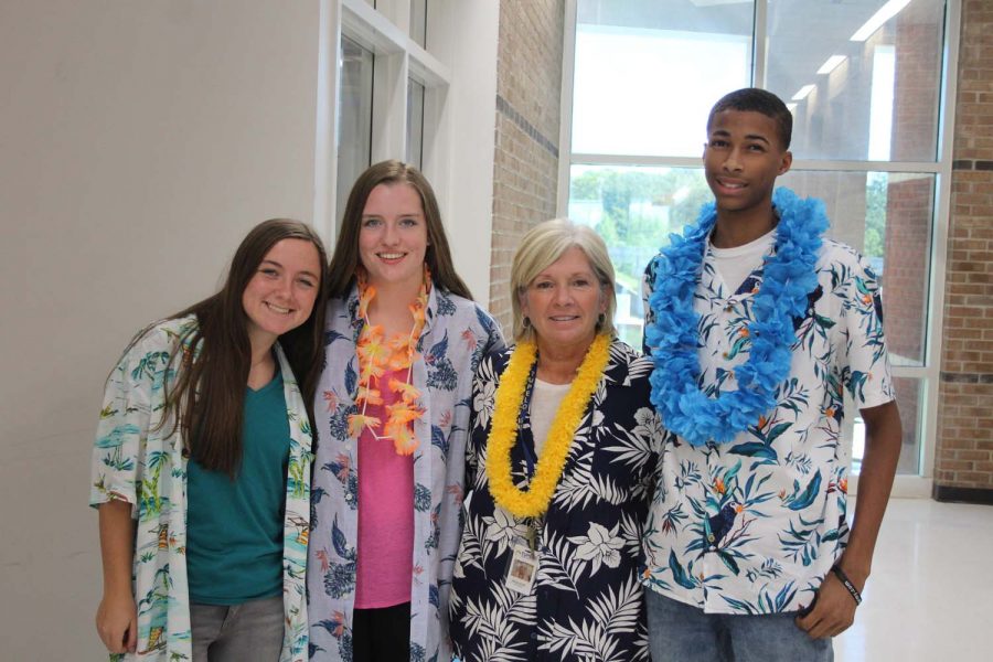 Ms. G with some of her students for Hawaiian day