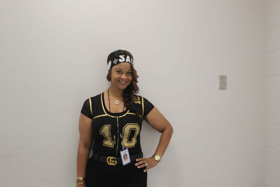Ms. Johnson going all out for jersey day