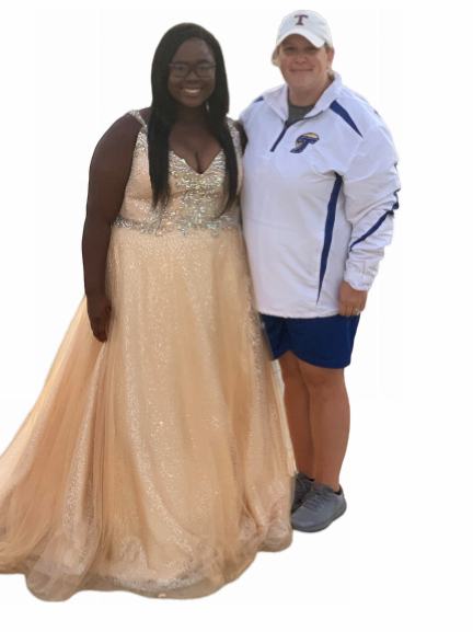 Nakiya Cayson and coach Brittany Terry pose after the last softball game.