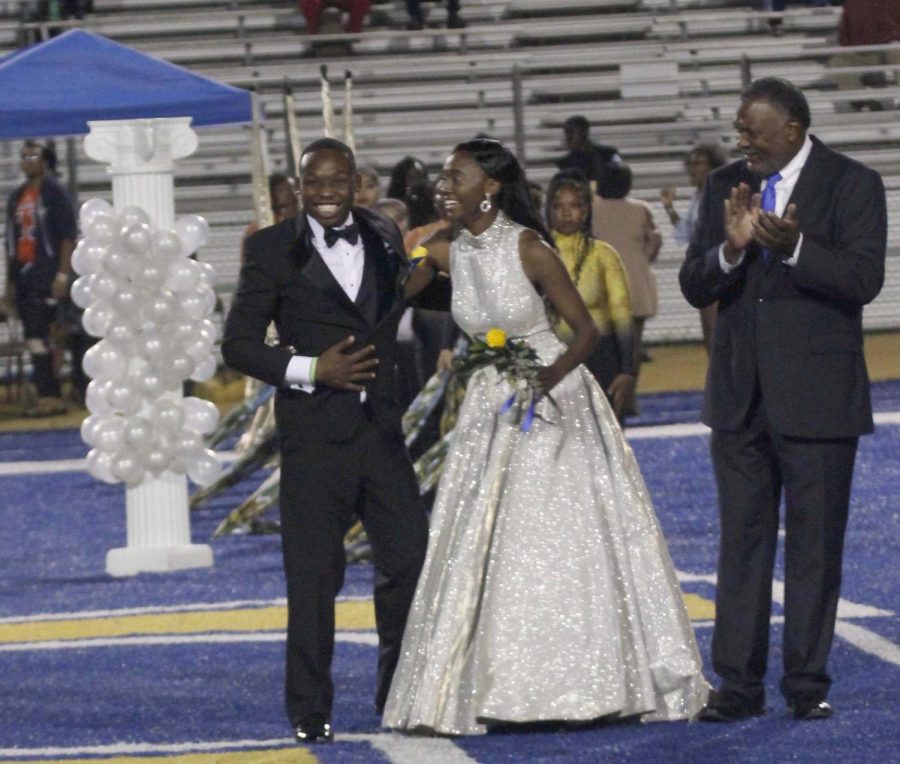 Kyion White and Chloe Walker reacting to winning Homecoming Queen
