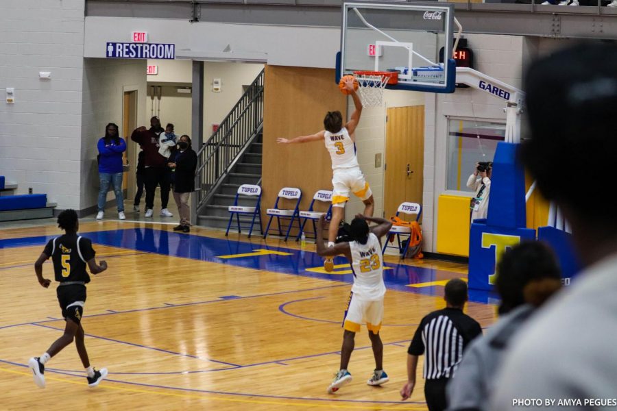 Hayes Halbert goes up for a shot 