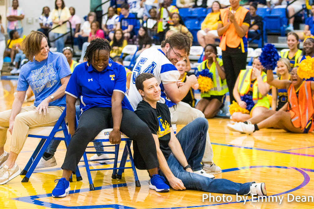 First Pep Rally Hits High Note: Teachers Compete in Musical Chairs Showdown