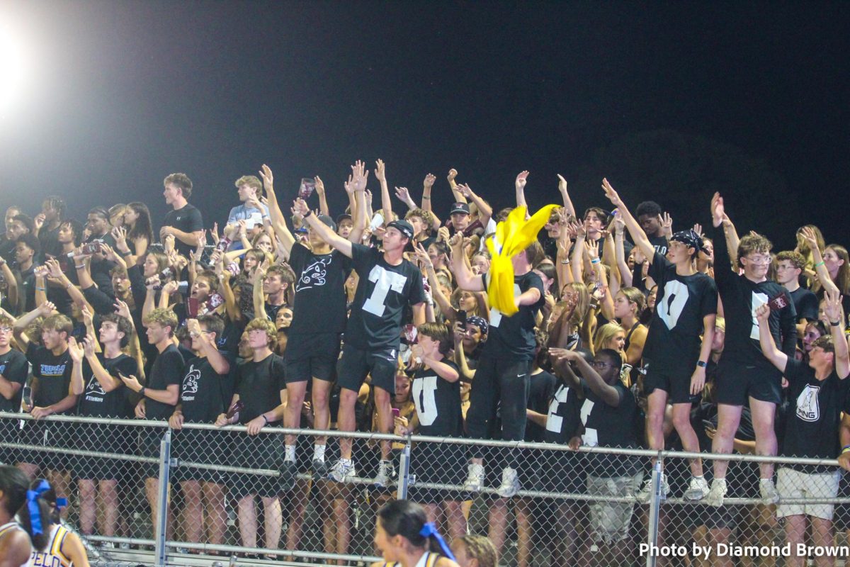 Student section going wild after touchdown