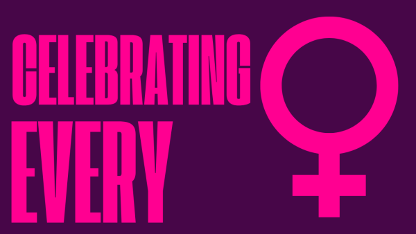 Celebrating every women, graphic with the female symbol